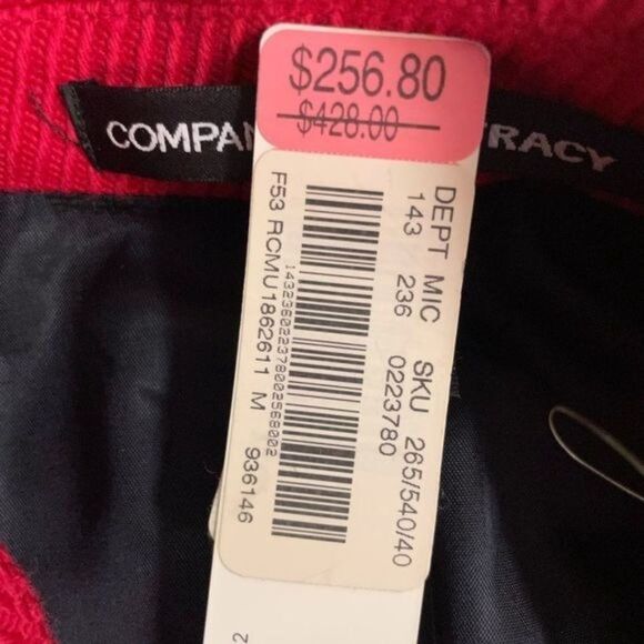 Company Ellen Tracy Red Corduroy Coat Jacket Medium NWT $428 - Picture 6 of 6